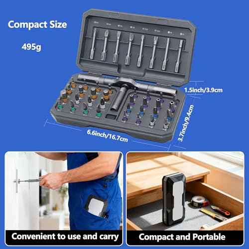 42 in 1 Magnetic Screwdriver Set, DIY Ratchet Screwdriver Set, Multi Bit Magnetic Drive,with Detachable Ratchet Handle and Storage Case, Portable Compact Repair Tool Kit for Furniture Computer Bicycle