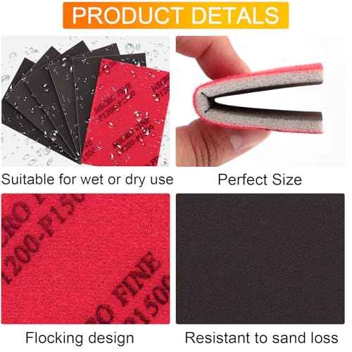 24 Pcs 320-2500 Grit Sanding Sponge Set, Ultra Fine Foam Sanding Pads, Wet Sanding Paper, Sanding Sponges for Wood, Drywall Sanding Sponge, Soft Foam Sand Block for Model, Metal, Furniture Polishing