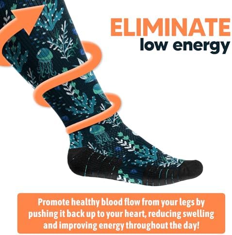Viasox Compression Socks for Women and Men, Knee High Socks 12-15 mmhg Circulation Support for Flight, Travel, Daily