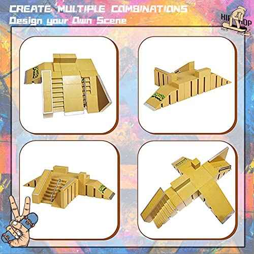 Finger Skateboards Kit - 11 PCS Finger Boards for Kids, Fingerboard Ramps Toys Set with LED Skateboard, Screwdriver - Bigger Ramp for Finger Board Training
