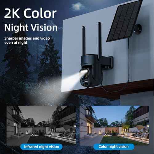 Hawkray Pannel Solar Wireless Outdoor Battery Security Camera£¬ Dual-Lens, 10xZoom, 2K Resolution 3MP 360¡ÆPan/Tilt£¬2.4&5G WiFi Powered Camera
