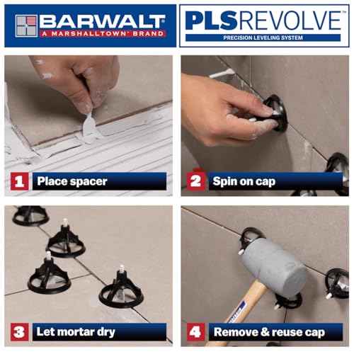 BARWALT PLS REVOLVE 1/16 Inch Tile Leveling System, Spacer Bases, 15SPIN100