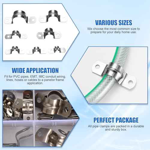 90 Pcs Two Hole Strap U Clamp,Pipe Strap U Bracket Clamp, Stainless Steel Rigid Pipe Strap U Bracket Tube Strap Clamp Kit for Pipe Tube Fixing Mounting - 5/16" 3/8" 9/16" 1/2" 5/8" 3/4" 1"