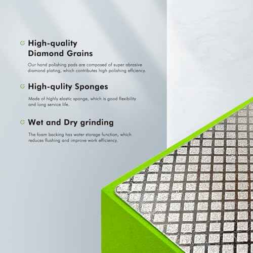 Diamond Hand Polishing Pads, Diamond Sanding Pads for Ceramic Tile Glass Stone Granite Wood Marble Metal, 4PCS Foam Backing Grinding Blocks Grit 60#,100#,200#,400#, Tile Tools