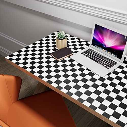 YENHOME Self Adhesive Checkered Wallpaper Modern Black and White Contact Paper Peel and Stick Countertops Waterproof Removable Wallpaper for Bathroom Kitchen Backsplash Countertop Cabinet 17.7"X80"