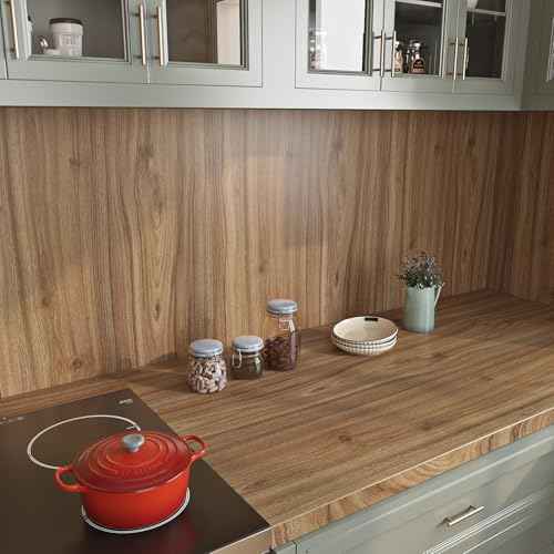 Livelynine Acacia Wood Contact Paper Peel and Stick Countertops Natural Wood Countertop Contact Paper Waterproof Wallpaper Counter Top Covers Vinyl Wrap for Cabinets Desk Laminate Sheets 15.8x78.8