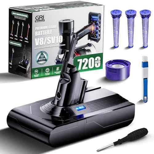 Upgraded 7200mAh V8 Battery Replacement Perfectly Compatible with Dyson V8 Animal Battery Replacement V8 Absolute V8 Motorhead V8 Fluffy SV10 Carbon Fiber Vacuum Cleaner