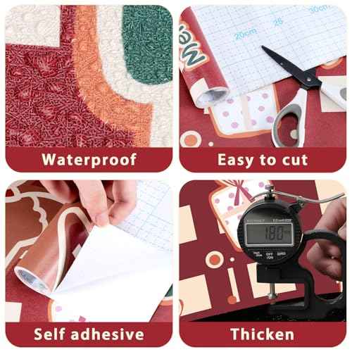 GloryTik Christmas Contact Paper, Self Adhesive Removable Wallpaper, Thicken Christmas Peel and Stick Wallpaper for Bedroom Walls Living Room Window Fireplace Indoor Decoration(17.3"x 118")