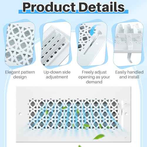 6 Pcs Metal 10 x 4 Inch (Interior Size) White Vent Cover Ceiling Register Decorative 3 Way Air Sidewall Ceiling Wall Vent Covers, Duct Air Cover, Grille Register for Home, Office