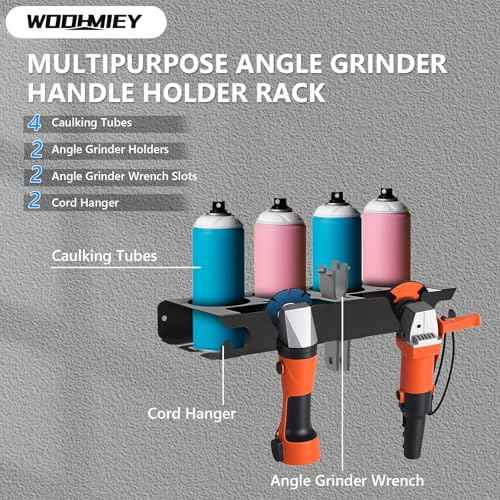 Wall Mount Tool Organizer with Spray Bottle Holder and Angle Grinder Holder, Metal Garage Tool Organizer, Power Tool Storage Rack, Detailing Brush Holder, Wall Mounted Storage Rack