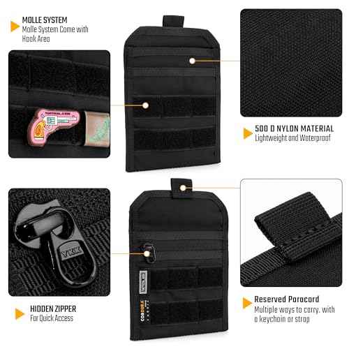 TACTICAL GEEK EXT3 EDC Pouch, Lightweight Organizer Pocket, Portable Nylon Bag with Independent Pocket for Multi-Purpose Daily Utility Tool & Small Gear Storage Carry - Black