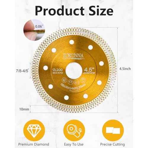 Diamond Saw Blades,Super Thin 4.5" Diamond Blade for Grinder, 2Pcs Tile Blade 4-1/2" for Chip-Free Cutting Porcelain Ceramic Granite Marble Tile.