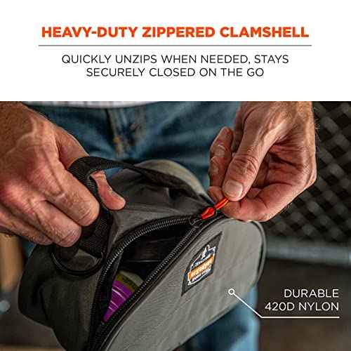 Ergodyne Arsenal 5187 Respirator Mask Storage Bag, Fits Half Face Respirators, Clamshell Design, Loop Attachment Gray