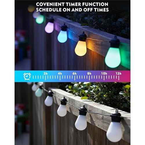 Honche Outdoor String Lights S14, 46FT Patio Lights with 20 Shatterproof LED Bulbs, APP & Remote Control, 213 Scene Modes, USB Powered, IP67 Waterproof for Garden, Wedding, Party, Camping