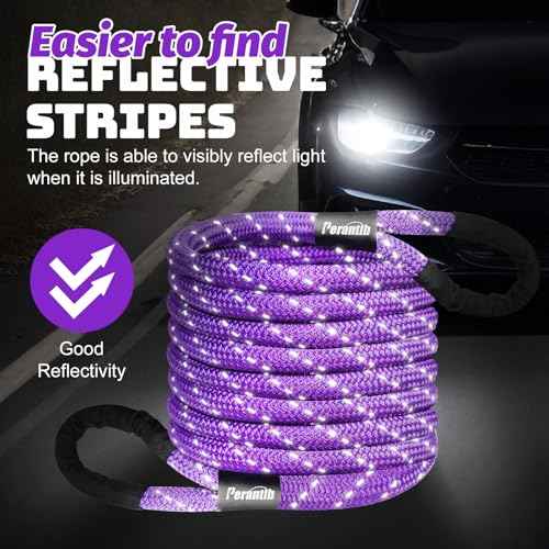 Kinetic Energy Recovery Rope 1" x 30ft,with Soft Shackle and Glove£¬Linetic Light Reflecting Tow Rope for 4WD Pick Up Truck, SUV, ATV, UTV