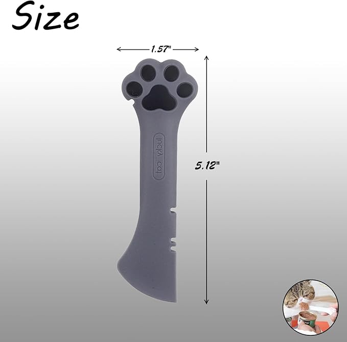Sheldamy Silicone Pet Food Spoon, Cat Food Can Opener Paw, Wet or Dry Food Short Spoon for Cat Dog With Mini Spatula