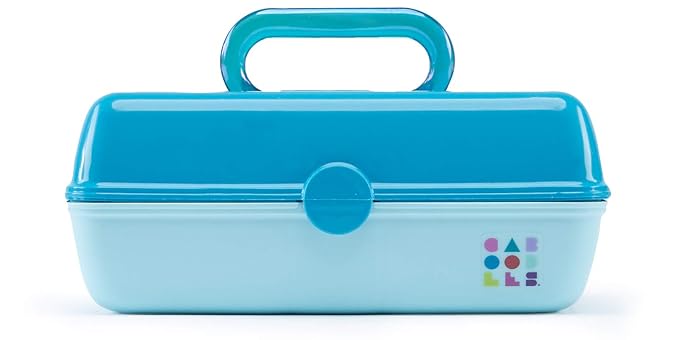 Caboodles Pretty In Petite - Forever Fun Makeup Organizer Compact Carrying Cosmetic Case, Turquoise Over Sky, 1 count