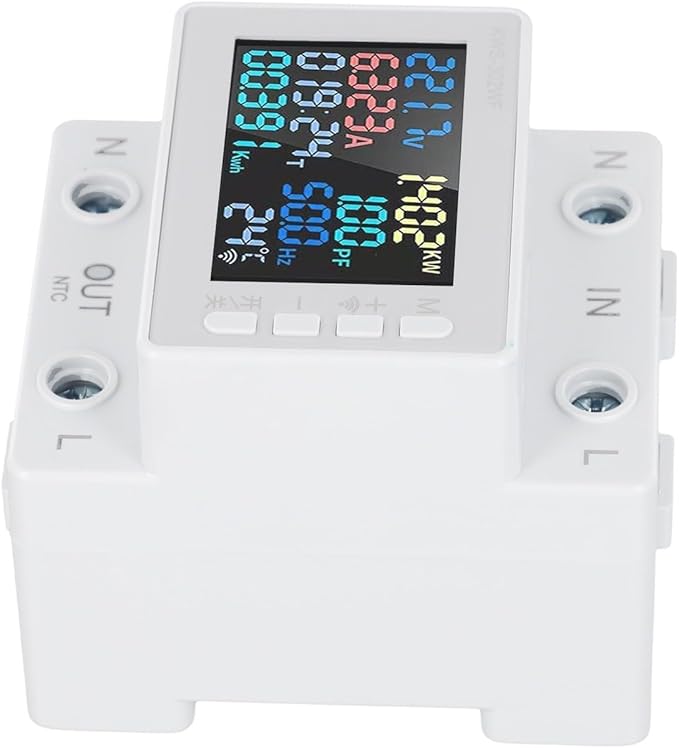 Noteflora LCD Digital Energy Meter With Voltage And Current Monitor, AC170-300V Power Voltmeter For Rail Mount, Compatible With KWS-302WF White(KWS-302WF)