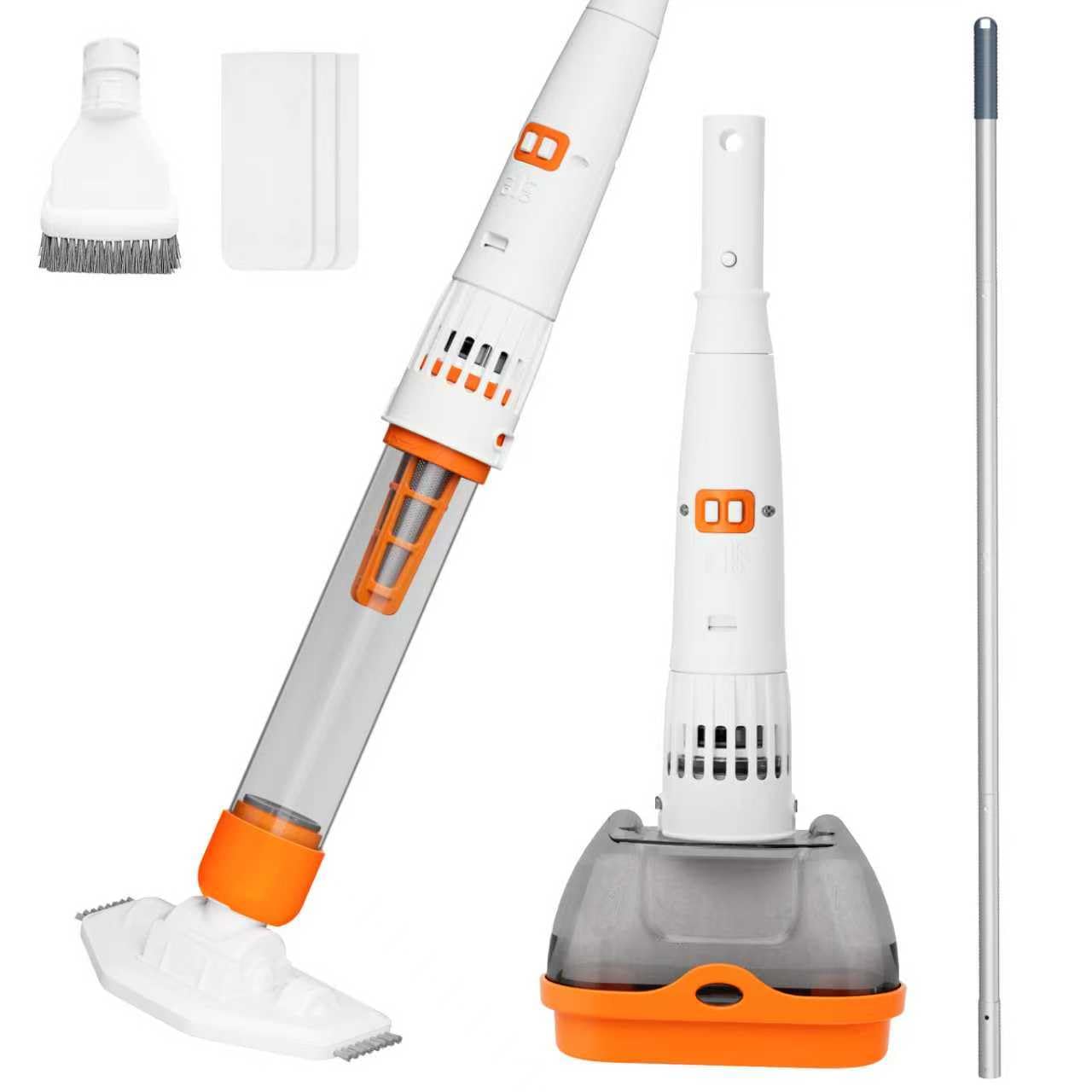 Rechargeable Pool & Spa Hot Tub Vacuum Cleaner - Dual Mode & Magnetic Drive System, 25µm Ultra Fine Mesh Filters for Hot Tub, Small Above Ground Pools, 70 Mins