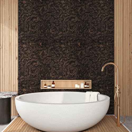 FunStick Bronze Black Concrete Wallpaper Peel and Stick Textured Metallic Wallpaper for Bedroom Bathroom Waterproof Removable Cement Concrete Contact Paper for Walls Countertops Cabinets Thick 16"x80"