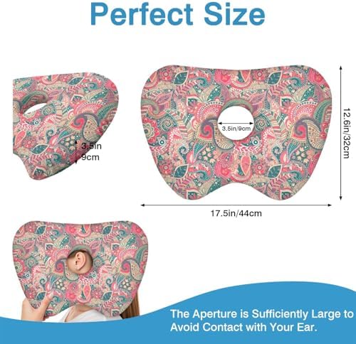 Ear Piercing Pillow for Side Sleepers Pillows with Holes for Ear Pain,Donut Pillow for Ear Side Sleeping Pillow for Adults CNH Ear Pain Relief Pressure Sores Ear Pillow with Hole in Center