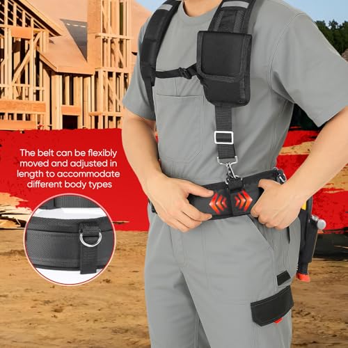 Tool Belt for men | 38-Pockets Heavy Duty Padded Tool Belts | With Suspenders | Detachable & Adjustable Tool Pouch Bag | Electrician,Carpenter,Construction,Framers,Carpenter,Roofing