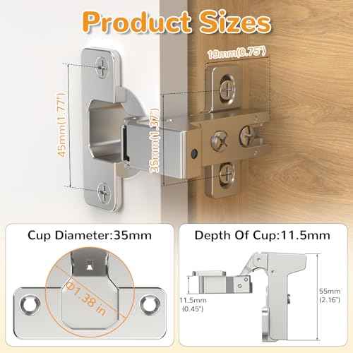 Chibery 10 Pack Face Frame Inset Cabinet Hinges, Soft Close 105¡Æ Insert Concealed Cabinet, Slide on Plate, Smooth Slow Self Closing Silent Hardware, 3D Heavy Duty for Blind Corner, Kitchen, Cupboard