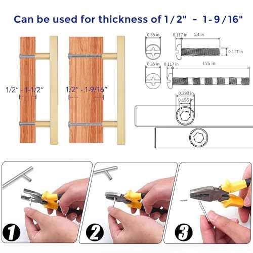 Ravinte 30 Pack Brass 3-3/4 Inch Hole Center Champagne Gold Handles Square Cabinet Hardware Stainless Steel Pulls for Kitchen Cupboard Drawers 6 Inch Overall Length