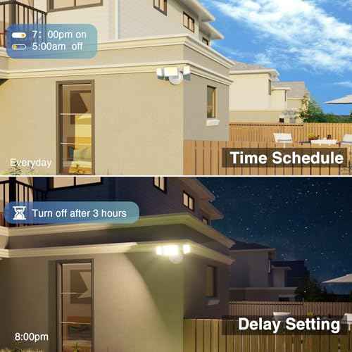 Onforu 55W Smart LED Flood Lights Outdoor, 5500LM, Tunable 2700K-6500K, APP Control, WiFi Alexa Security Lights with Timer & Adjustable 3 Head, IP65 Waterproof for House, Yard, Porch, Garage, Backyard