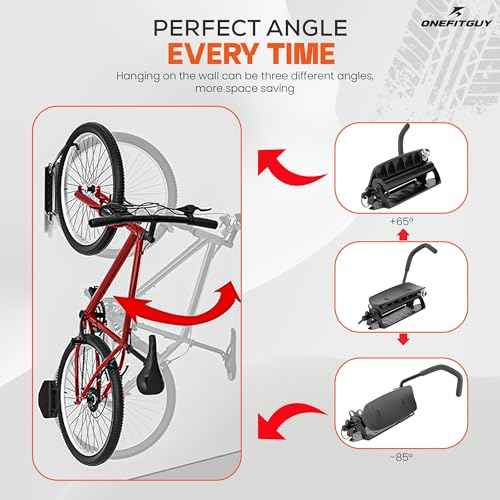 Foldable Bike Rack 1-Pack, Space Saving Vertical Bike Wall Mount with Adjustable 150¡Æ Rotating Hanger, Easy Garage, Indoor, or Shed Installation