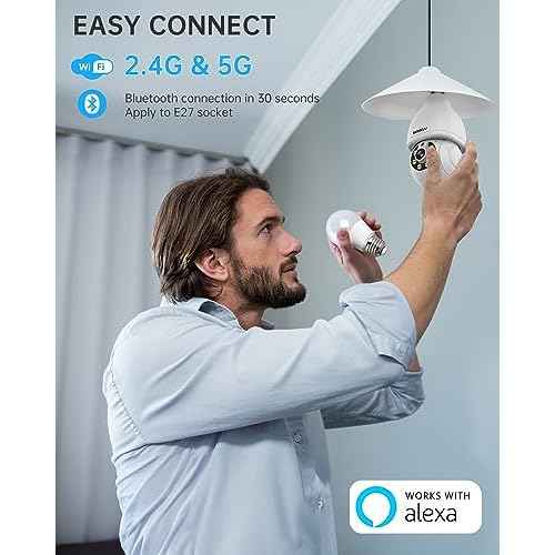 WESECUU Light Bulb Security Camera, 2.4G/5G WiFi Security Cameras Wireless Outdoor,Bulb Camera for Home Security, 2-Way Talk, Human Detection, Color Night Vision, Compatible with Alexa (Two Pack)