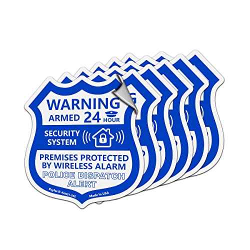 Psyfer¢ç (Fade-Free) 6 Pack - Small Alarm Security Outdoor UV Window Stickers [Made in USA]