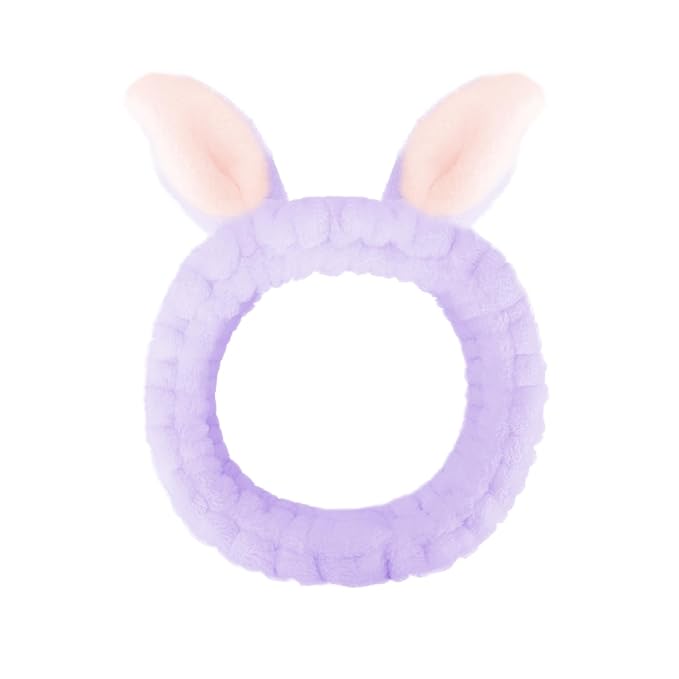 Jowmoy Cute Rabbit Ears Headband Frog Eye Elastic to Wash Face for Women Makeup Shower Spa.