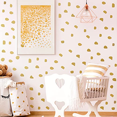 Outus 500 Pieces Irregular Polka Dots Boho Wall Decal Vinyl Nursery Wallpaper Sticker Wall Decor Peel and Stick Dot for Kids Baby Girl Bedroom Home Classroom Decoration(Gold)