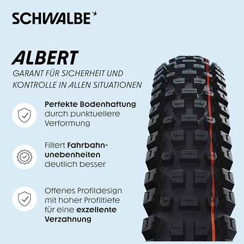 SCHWALBE Albert Tire - 29 x 2.50, Tubeless, Folding, Black, Evolution Line, Trail Pro, Addix Ultra Soft, Radial, E-50