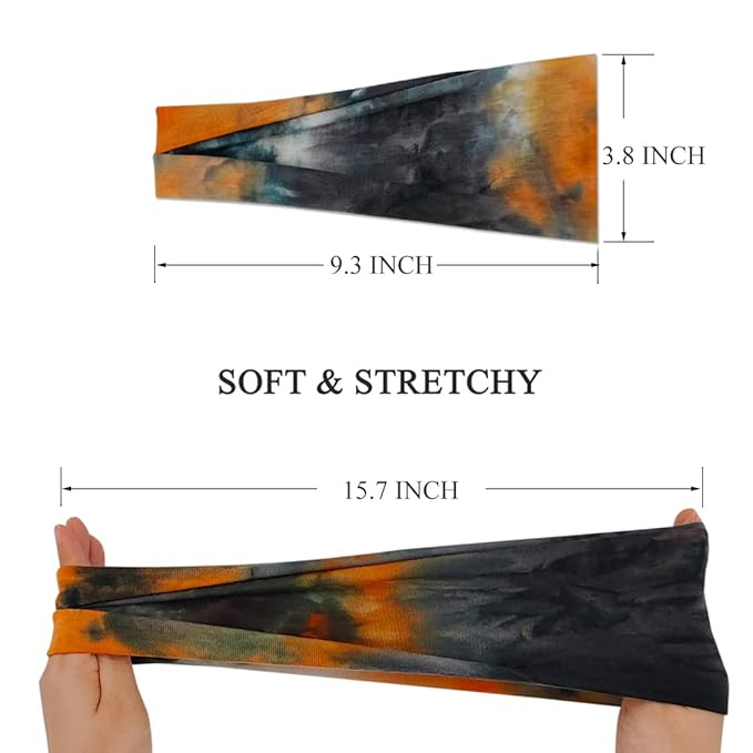 YONUF Headbands For Women Workout Wide Headband Yoga Head Bands For Women's Hair Accessories Fashion Band Tie Dye 6 Pack