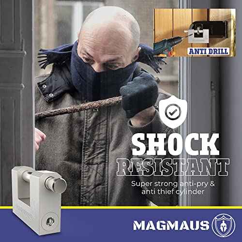 Magmaus¢ç RTL70 [Armoured] High Security Padlock ? Heavy Duty Container Lock with 0.70¡± Shackle Clearance & 0.39¡± Thick Bolt ? Weatherproof Outdoor Lock for Storage Unit, Shed, Gate, Garage - 3 Keys