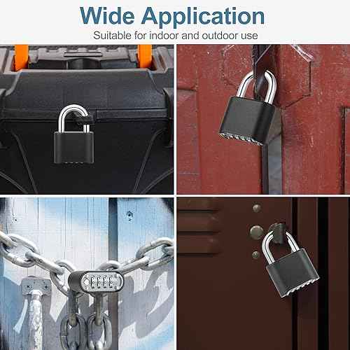 DELSWIN Heavy-Duty Combination Padlock Locker Lock - 4 Digit Combination Lock with Hardened Steel Shackle, Weatherproof Combo Lock for Outdoor, School Gym Locker, Fence, Shed, Gate, Trailer (4 Pack)
