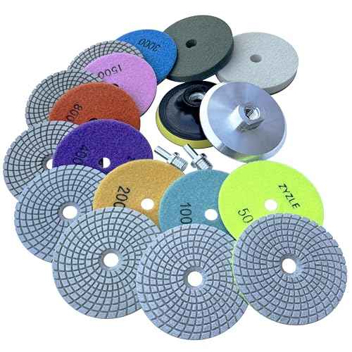 13 Packs 4 inch Diamond Polishing Pads Kit Wet/Dry with 5/8"-11 Backer Pad Granite Bufffing Sanding Set 50-10000 Grit for Concrete Stone Marble Tile Quartz Rock