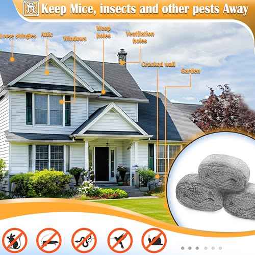 Steels Wools Mice Control: #0000 Steel Wool Metal Fabric Mesh - As Gaps Fillers to Keep Mice Away - Protection for Siding, Pipelines, Garden Vents and Garages - 2Pcs