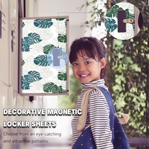 16 Pcs School Locker Magnetic Wallpaper 12" x 12" Removable Magnetic Locker Sheet Trimmable Wall Magnetic Sticker Back to School Locker Decorative Accessories for Girls, Students (Green Leaves)