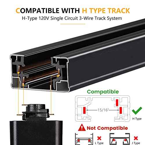 VANoopee 6 Pack 10W Dimmable LED Track Lighting Heads H Type Track Light Replacement Fixtures Bright 3000K Warm White Ceiling Spotlight for Accent Task Art, Flicker Free CRI90+ 24¡Æ 800lm Black