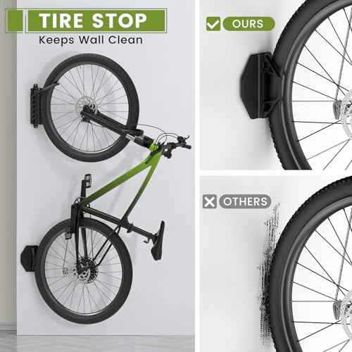 Housolution Swivel Bike Wall Mount [2 Pack], 150¡Æ Swivel Vertical Bike Rack Wall Hanger Holds up to 66lbs for Mountain/Road/Hybrid Bikes, Bike Hangers, Bicycle Storage Rack for Garage
