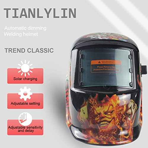 Auto Darkening Welding Helmet, Solar Powered Welding Hood with Adjustable Shade 4/9-13 for Tig Mig Arc Welder Mask (Casino)