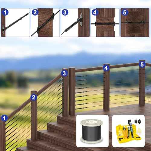 BLIKA 300FT 1/8" Black Stainless Steel Cable, T316 Marine Grade, Stainless Steel Wire Rope 7x7 Strand Construction, 1850lbs Breaking Strength Aircraft Cable for Deck Cable Railing, DIY Balustrades