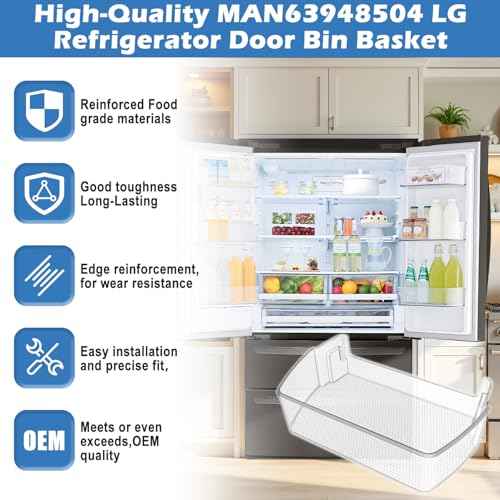 Upgraded MAN63948504 Refrigerator Door Shelf Bin,Compatible With LG/Kenmore Refrigerator Door Shelf Replacement,Replaces LFXS26973S LMXS28626S LFXC22526D Refrigerator Fridge Door Shelves 63948504