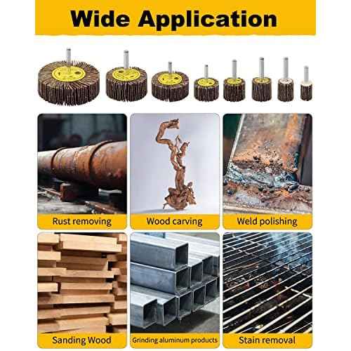 8 Pcs Flap Wheel Sander Set, 1/4" Shank 8Size Flapper Wheel, SHITIME Long-Lasting Cylindrical Shape Sanding Wheel for Removing and Polishing Rust Paint(80 Grit)