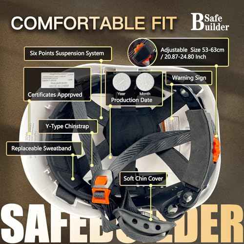 Construction Safety Helmet ABS Hard Hat Adjustable Ventilation System Hardhats Industrial Work Head Protection for Men Certified ANSI/ISEA Z89.1