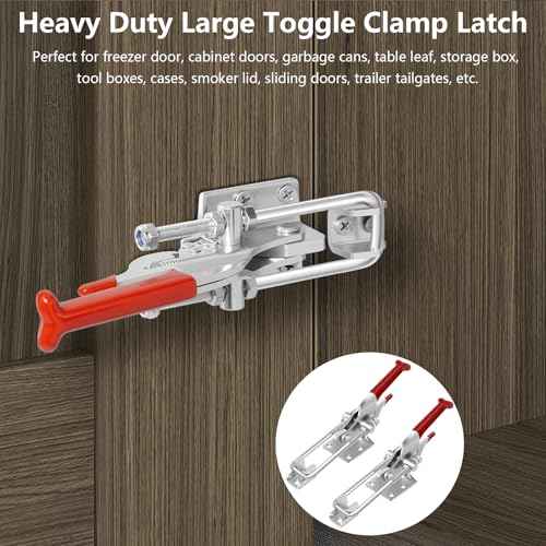 4 Pack Toggle Latch Clamp, Heavy Duty Latches, 2000Lbs Holding Capacity Adjustable Latch Lock, Smoker Clamps Latch for Industrial EquiIpment,Tire Carrier,Boxcar,Smoker Lid
