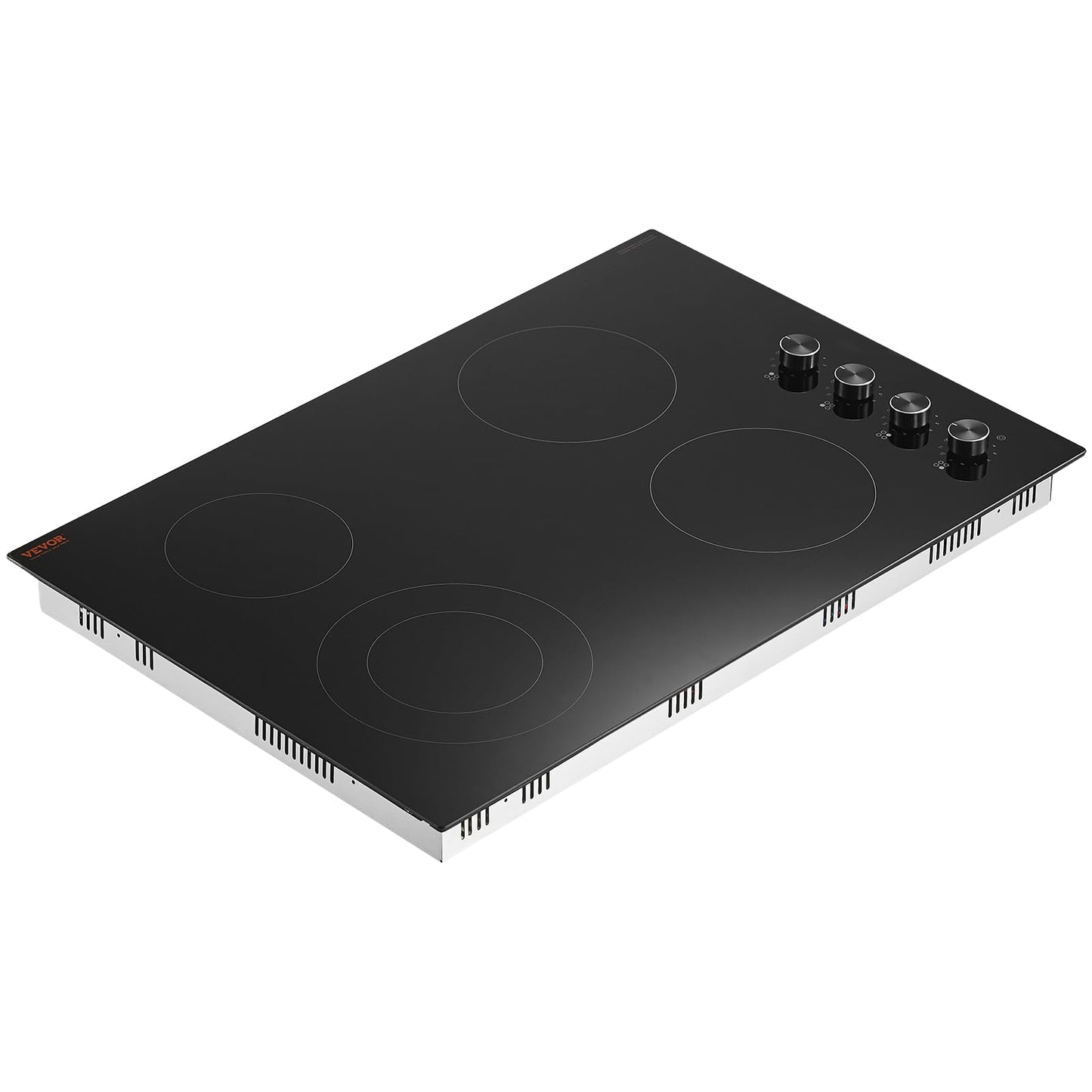 VEVOR Electric Ceramic Cooktop, Built-in Electric Stove Top, with Glass Panel, Knob Control, 11 Heat Levels, for Diverse Cooking Requirements (30inch-4burners/220V)